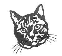 Ruwshuuk Escultura de pared con cabeza de oveja, arte de pared de metal con silueta de gato | Decoración de pared de animales,Gato hipopótamo de hierro de vaca con cuernos, decoración de de vaca