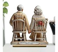 Ruwshuuk Figura Pareja Envejecimiento Conjunto | Esculturas de madera que representan a una pareja envejecida juntos,Simboliza un amor eterno, decoración romántica de madera regalo para esposa marido
