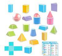 Ruwshuuk Formas 3D,20 Piezas De Aprendizaje De Perspectiva - Formas 3D Manipulativos Matemáticos - Para Educación En Casa Preescolar Para Niños Maestros Estudiantes Y Padres