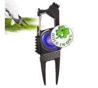 Ruwshuuk Herramienta de reparación de marcas de golf, herramienta de divote de metal multifuncional, con abridor de botellas, accesorio de golf ligero y limpiador de surcos para golfistas