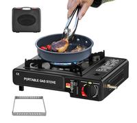 Ruwshuuk Hornillo de camping - Quemador portátil ligero, hornillo de doble función para cocina al aire libre, supervivencia, picnic y barbacoa