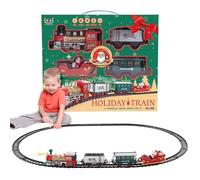 Ruwshuuk Juego de trenes eléctricos, Set de pista de tren eléctrico - Modelo de tren de Navidad con luz y sonido, motor de locomotora eléctrica, ferrocarril, de pasajeros