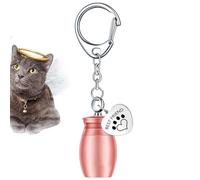 Ruwshuuk Llavero de urna de cremación para Mascotas, Llavero de Recuerdo de Cenizas de Mascotas,Llavero de urna para Cenizas, Cilindro de Recuerdo, cremación | Llavero Colgante conmemorativo con