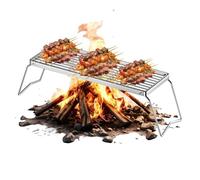 Ruwshuuk Parrilla para barbacoa al aire libre - Parrilla plegable de acero inoxidable para verduras, setas, carne, jardín, camping, senderismo, vacaciones, pesca