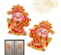 Ruwshuuk Pegatinas Feliz Año Nuevo | Calcomanías Diseño del Dios de la Riqueza Estilo Dibujos Animados Pegatinas de la Puerta con los Dioses Guardianes Menshen,Para El Hogar Regalos De Fiesta