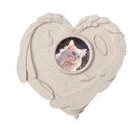 Ruwshuuk Piedra conmemorativa para animales domésticos - Placa para jardín de la memoria | Marcador de sitio con corazón con portafotos para cementerio, recuerdo conmemorativo para decoración de