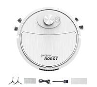 Ruwshuuk Robot aspirador de piso, robot de barrido, aspiradora automática con control de botón, robot de limpieza recargable por USB, 3 modos de limpieza, aspiradora silenciosa para azulejos de