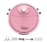 Ruwshuuk Robot aspirador de piso, robot de barrido, aspiradora automática con control de botón, robot de limpieza recargable por USB, 3 modos de limpieza, aspiradora silenciosa para azulejos de