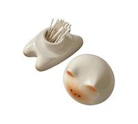 Ruwshuuk Soporte y dispensador para palillos de dientes, diseño de gatos de dibujos animados, dispensador de palillos de dientes, contenedor de almacenamiento decorativo para hilo dental, hisopos de