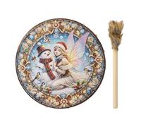 Ruwshuuk Tambor de mano chamánico,Tambor chamánico - Tambores chamán de madera navideña de 10 pulgadas con baqueta,Herramienta de curación con sonido, decoración del hogar, instrumento espiritual para