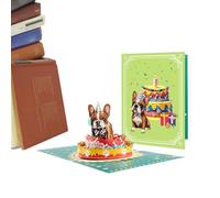 Ruwshuuk Tarjeta De Cumpleaños Pop-Up,Perro 3D Tarjeta Pop-Up Cumpleaños | Suministros Divertidos Para Él Novio Novia Abuelo Ella Niño Nieto Tía Mamá Hija