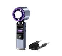 Ruwshuuk - Ventilador de mano portátil, con pantalla digital, 199 velocidades de viento con compresa helada, dispositivo refrescante para acampar trabajo playa picnic casa dormitorio