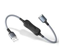 RUXELY Cable de Extensión USB-A con Interruptor de Encendido/Apagado 0.3 M | Tipo A Macho a Hembra Cable de Alargador con interruptor ON/OFF Switch para PC,TV,Tira LED,lámpara de Escritorio,ventilador
