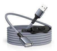 RUXELY Cable de Extensión USB-A con Interruptor de Encendido/Apagado 3 M | Tipo A Macho a Hembra Cable de Alargador con interruptor ON/OFF Switch para Ventilador USB,Teclado,PC,Lector Tarjetas,Ratón