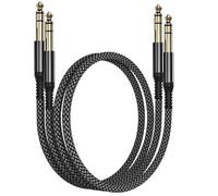 RUXELY Cable Instrumento 6.35mm TRS 1M 2-Pack,Lead Balanceado Audio Estéreo 1/4 Pulgadas Macho 6.3 Jack,Cord 6.35 para Guitarra Eléctrica,Bajo,Teclado,Mezclador,Amplificador Amp,Altavoz