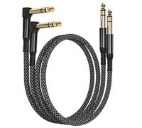 RUXELY Cable Instrumento 6.35mm TRS 1M 2-Pack,Lead Balanceado Audio Estéreo 1/4 Pulgadas Macho 6.3 Jack,Cord 6.35 para Guitarra Eléctrica,Bajo,Teclado,Mezclador,Amplificador Amp,Altavoz