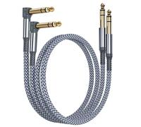 RUXELY Cable Instrumento 6.35mm TRS 1M 2-Pack,Lead Balanceado Audio Estéreo 1/4 Pulgadas Macho 6.3 Jack,Cord 6.35 para Guitarra Eléctrica,Bajo,Teclado,Mezclador,Amplificador Amp,Altavoz
