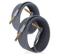RUXELY Cable Instrumento 6.35mm TRS 3M 2-Pack,Lead Balanceado Audio Estéreo 1/4 Pulgadas Macho 6.3 Jack,Cord 6.35 para Guitarra Eléctrica,Bajo,Teclado,Mezclador,Amplificador Amp,Altavoz