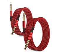 RUXELY Cable Instrumento 6.35mm TRS 3M 2-Pack,Lead Balanceado Audio Estéreo 1/4 Pulgadas Macho 6.3 Jack,Cord 6.35 para Guitarra Eléctrica,Bajo,Teclado,Mezclador,Amplificador Amp,Altavoz