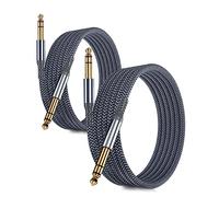 RUXELY Cable Instrumento 6.35mm TRS 4.5M 2-Pack,Lead Balanceado Audio Estéreo 1/4 Pulgadas Macho 6.3 Jack,Cord 6.35 para Guitarra Eléctrica,Bajo,Teclado,Mezclador,Amplificador Amp,Altavoz