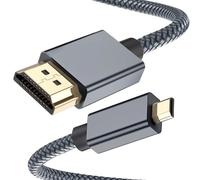 RUXELY Cable Micro HDMI A HDMI 4,5M,Cable Micro HDMI 4k 60Hz Trenzado Nailon para Raspberry Pi 4 4b,Gopro Black Hero 7 6 5 4, Cámara Sony A6000 A6300,Nikon B500,Lenovo Yoga 3 Pro 710,Canon,3D Arc