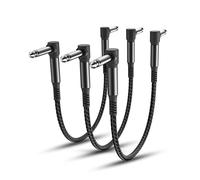 RUXELY Cable Patch para Guitarra 3Pack,0.15M Pedal Cables 1/4 Angulo Recto Trenzado Estéreo Cable Equilibrio Audio Doble Blindaje TS Enchufe Cobre para Amplificador Micrófono/Mezclador Amplificador