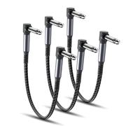 RUXELY Cable Patch para Guitarra 3Pack,0.3M Pedal Cables 1/4 Angulo Recto Trenzado Estéreo Cable Equilibrio Audio Doble Blindaje TS Enchufe Cobre para Amplificador Micrófono/Mezclador Amplificador