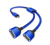 RUXELY Cable USBC a Doble USB A 2.0 Hembra 0.3M,Divisor Tipo C Macho a 2 USB OTG Concentrador Extensor Adaptador Convertidor 2 en 1 Hub para iPhone 16 15,Mac,iPad 10 Mini 6,Galaxy S23 S22 S21 Ultra