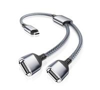 RUXELY Cable USBC a Doble USB A 2.0 Hembra 0.3M,Divisor Tipo C Macho a 2 USB OTG Concentrador Extensor Adaptador Convertidor 2 en 1 Hub para iPhone 16 16e,Mac,iPad 11 10 iPad Air 7,Galaxy S25 A54