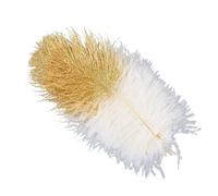 RUXIANGFLY Pluma de Avestruz 10 Piezas de Plumas de Avestruz Doradas con Purpurina en Polvo for decoración de Mesa de Bodas y hogares, Plumas de Avestruz Blancas de 15 a 20 cm