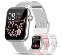 RUXINGX Reloj Inteligente Mujer con Llamadas, 1.83" Smartwatch con 3 Correas, Función Femenina, 24H Pulsometro, SpO2, Monitor de Sueño, 100+ Modos Deportivos Calorías Android iOS Plata, Regalo Mujer