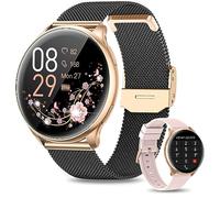 RUXINGX Reloj Inteligente Mujer Llamadas Bluetooth 5.1/Marcación, Smartwatch Mujer 1.32" con Pulsómetro, SpO2, Seguimiento del Menstrual, Monitor Sueño, Whatsapp Notificaciones Android iOS Oro Negro