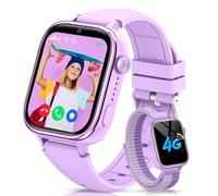 RUXINGX Reloj Inteligente Niño 4G, Smartwatch Niños GPS y Llamadas, SOS/Modo Clase/Chat de Voz/Videollamada, IP68 Impermeable, Álbum de Fotos/Podómetro/Despertador, Reloj Smartwatch para Niños Violeta