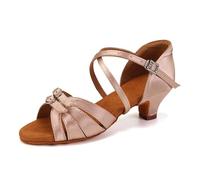 RUYBOZRY Zapatos de Baile Latino Niña Tacon 4cm Zapatos Baile de Salon Mujer Salsa y Bachata,EM-D28-Rosa-4,EU36
