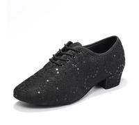 RUYBOZRY Zapatos Latinos de Baile Tango Baile de Salon Latino Danza Suaves y Cómodos Zapatos de práctica de Baile Latino con Cordones,LPWMMD-Black-ZBMD-3,EU34