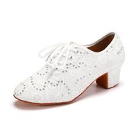 RUYBOZRY Zapatos Latinos de Baile Tango Baile de Salon Latino Danza Suaves y Cómodos Zapatos de práctica de Baile Latino con Cordones,LPWMMD-White-ZBMD-3,EU38