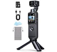 Ruycllo Cámara Deportiva, Cámara Vlog con Lente Giratoria de 330° - Estabilización de 2 Ejes, Pantalla Táctil 64MP con Tarjeta 64GB, Seguimiento de Caras, Cámara Compacta para Deportes y vlogging