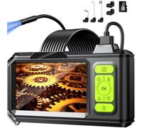 Ruycllo Cámara endoscópica con luz 4,3" IPS - 1080P HD cámara de inspección con cámara de 8 mm y 8 LED, endoscopio impermeable IP67 con cable semirrígido de 5 m para tuberías de coche con tarjeta TF
