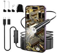 Ruycllo Endoscopio Cámara de Inspección 1920P con Luz - Cámara Endoscópica para Móvil Android & iOS, Cable Semi-rígido 5M, IP67 Impermeable, 6 LED Ajustables - Borescopio para Coche, Casa, Tuberías