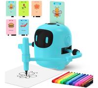 Ruycllo Robot de Dibujo Interactivo para Niños - Juguete Educativo con 100 Tarjetas y Lápiz, Robot Infantil con Voz en Inglés Recargable USB Type-C - Juguete Creativo para Niños y Niñas 3-10Años(Azul)
