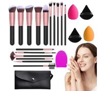Ruyeiig Juego de brochas de maquillaje, 20 piezas de cerdas suaves, colección de brochas y esponjas, brochas de maquillaje para aplicar sombra de ojos, colorete, corrector y