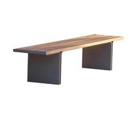 ruyi-1986 Banco jardín Banco de Madera sin Respaldo, Silla de Acero Inoxidable for Exteriores, for Porche, Patio, Asiento Banco Exterior