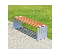 ruyi-1986 Banco para Exterior Banco de Exterior con Asiento de Madera de Acero Inoxidable, Banco Cuadrado for Parque y Patio. Banco de jardín y Patio(Pequeño)