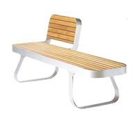 ruyi-1986 Banco para Exterior Banco de jardín Exterior con Respaldo y Estructura de Acero con Tiras de Madera Dura. Banco de jardín y Patio(Medio)