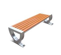 ruyi-1986 Banco para Exterior Banco Fijo for Exterior de Acero Inoxidable con Asiento de Madera for Parque de 150 cm Banco de jardín y Patio