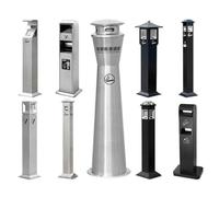 ruyi-1986 Ceniceros de pie Ceniceros Verticales fijables for Exteriores, Resistentes a la Lluvia, for Zonas de Fumadores, Hierro, for Recoger Colillas, Acero Inoxidable Plateado(Bruin)