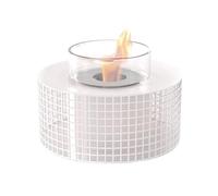 ruyi-1986 Chimenea de Interior Chimenea de sobremesa pequeña de 25 cm, Moderna y Redonda, portátil, con mampara de Cristal, Color Blanco y Negro Decorar(Blanco)