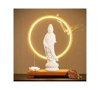 ruyi-1986 Estatua de Buda Estatua de Buda de cerámica Amarilla con Base y Anillo de lámpara, decoración for la Entrada de la Sala de Estar, decoración Feng Shui Adorno de Feng Shui