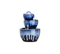 ruyi-1986 Fuente de sobremesa Fuente de Escritorio con Horno de cerámica, Cambio de Esmalte, humidificador de Agua Corriente, Bola Feng Shui, Fuentes pequeñas de Escritorio Fuente de Interior(Blue)