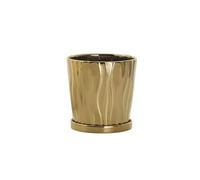 ruyi-1986 Jardinera Macetero Simple Creativo De Cerámica Dorada con Bandeja Grande Extra Grande for El Hogar Y La Oficina Macetas(Gold,Medio)